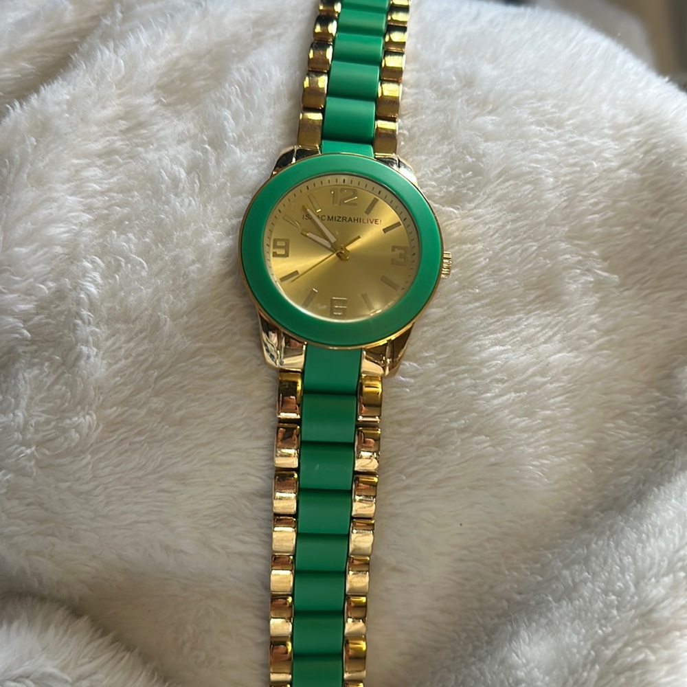 Issac Mizrahi Live! Green/gold Watch